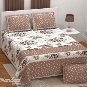 Chic Floral Blossom Double Bed Sheet-Brown