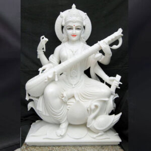 Pure White Marble Mata Saraswati Idol