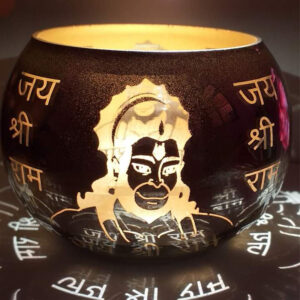 Shree Ram Hanuman Engraved Tea Light Candle Holder