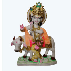 White Marble Krishna Cow Statue